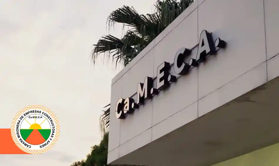 Imagen del frente de la sede corporativa de CAMECA, Cámara Misionera de Empresas Constructoras y Afines, ubicada en Posadas, Misiones.